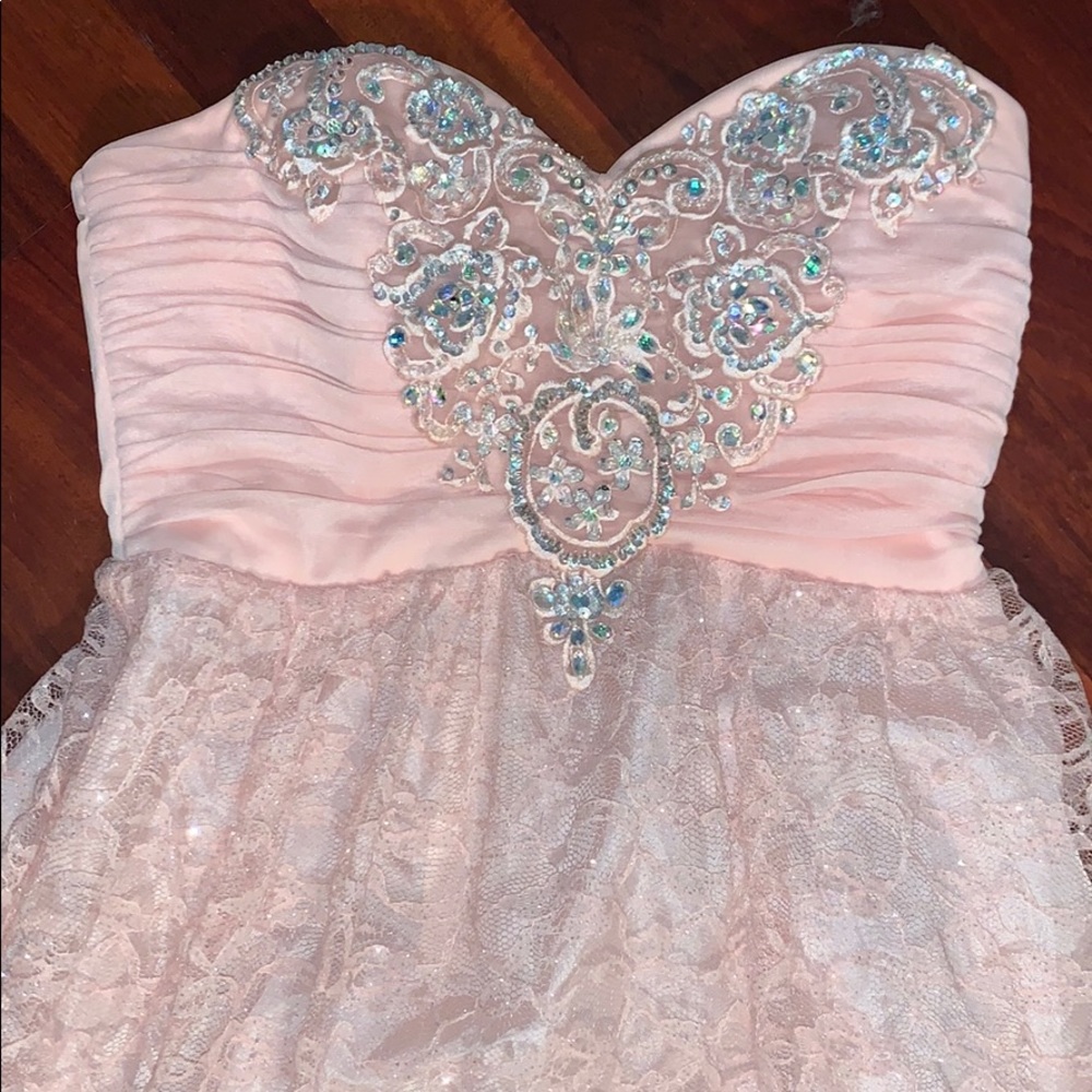 Elegant off the shoulder pink prom dress